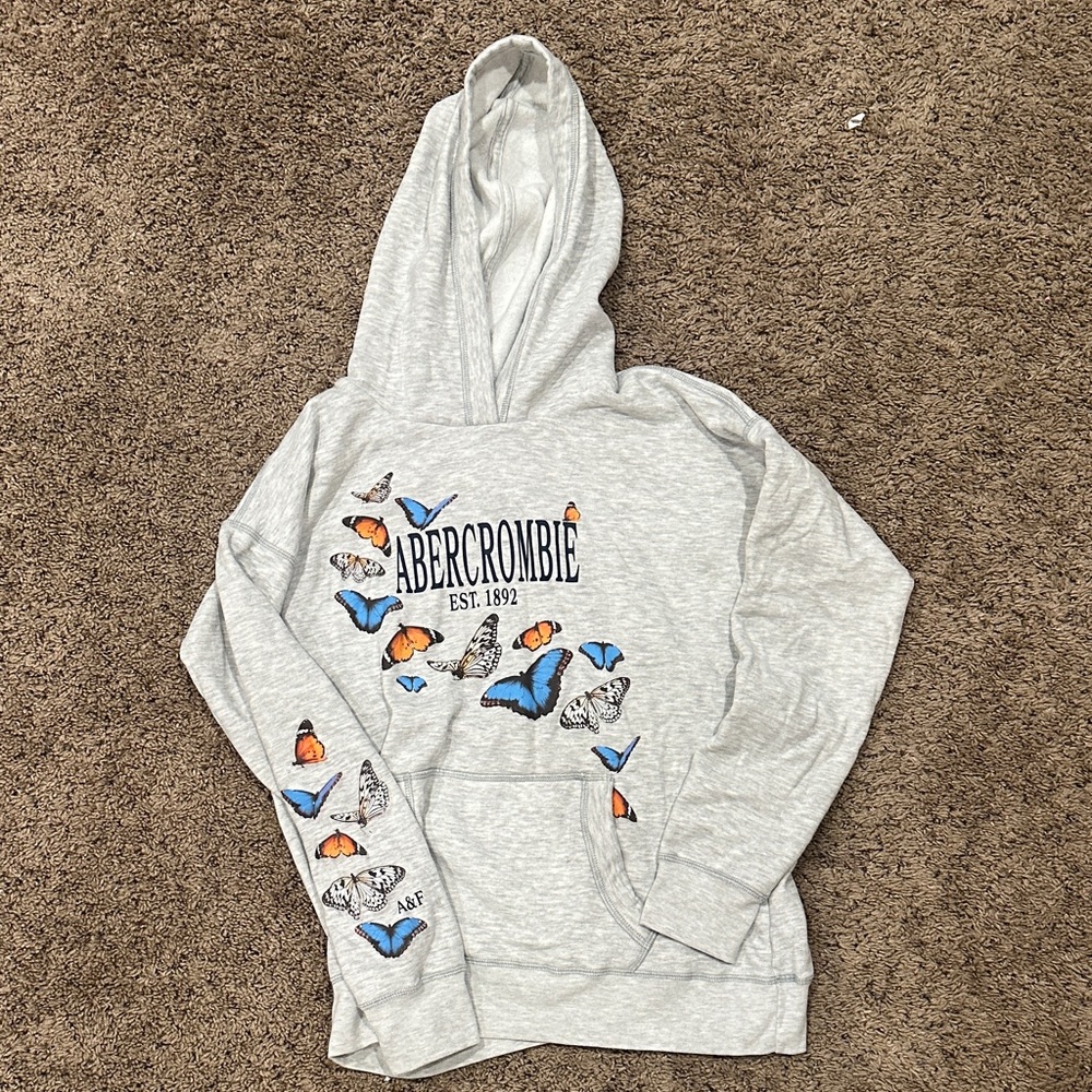 Abercrombie Kids Girls Gray Butterfly Logo Hoodie